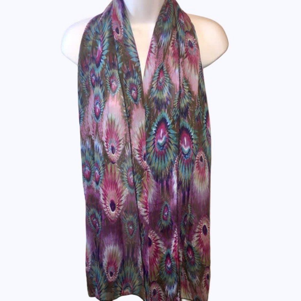 Mix & Co. Peacock Scarf Oblong Blue Purple